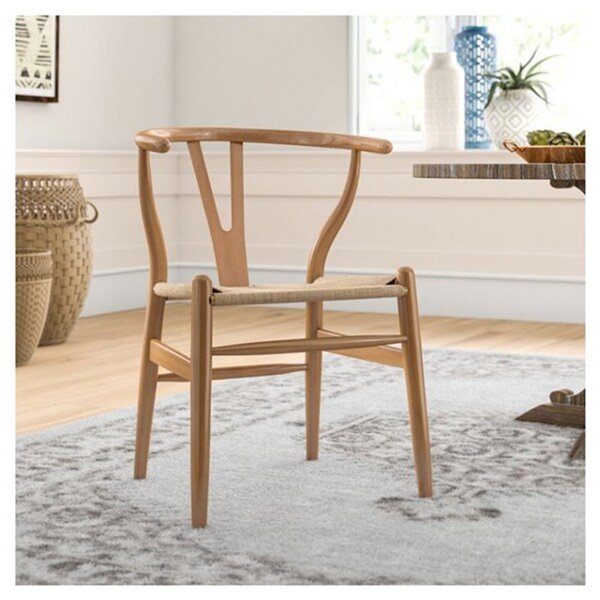 Nicer Interior Replica Hans Wegner Wishbone Dining Side Chair - Natural/Beige