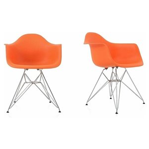 Fauteuil de salle à manger Eiffel de Nicer Interior, orange/métal, ens. de 2