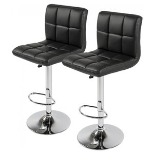 Nicer Interior Hexagrid Adjustable Swivel Bar Stool - Black - Set of 2