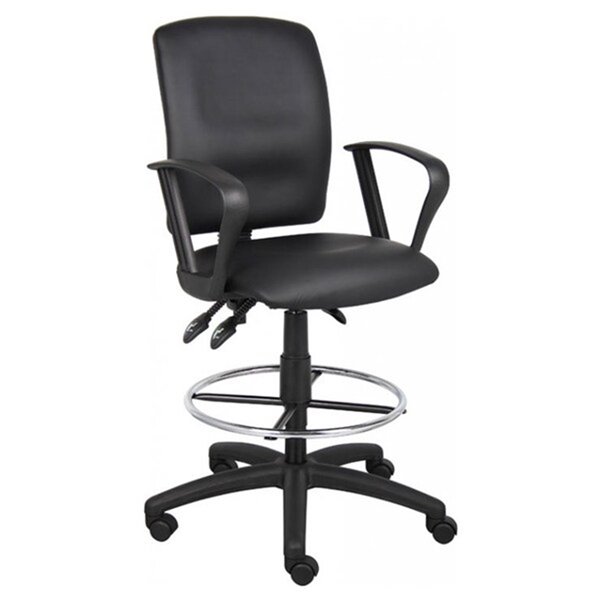 Nicer Interior Multi-Function Ergonomic Drafting Chair with Adjustable Arms - Black Faux Leather