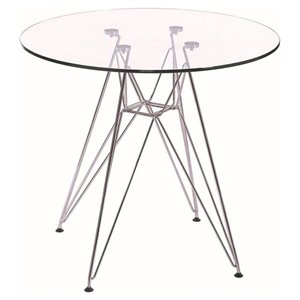 Table de salle à manger ronde Eames de Nicer Interior, 47 po x 47 po, métallique/transparent