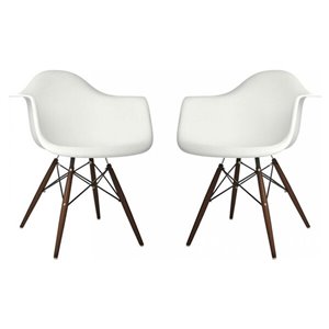 Fauteuil de salle à manger Eiffel de Nicer Interior, blanc/noyer, ens. de 2