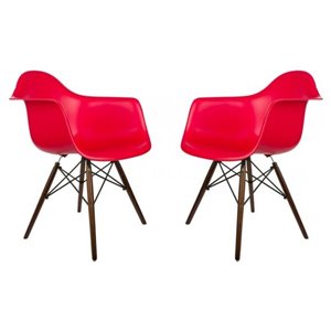 Fauteuil de salle à manger Eiffel de Nicer Interior, rouge/noyer, ens. de 2