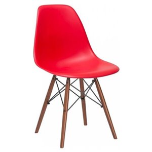 Chaise pour salle à manger Eiffel de Nicer Interior, rouge/bois brun, ens. de 4