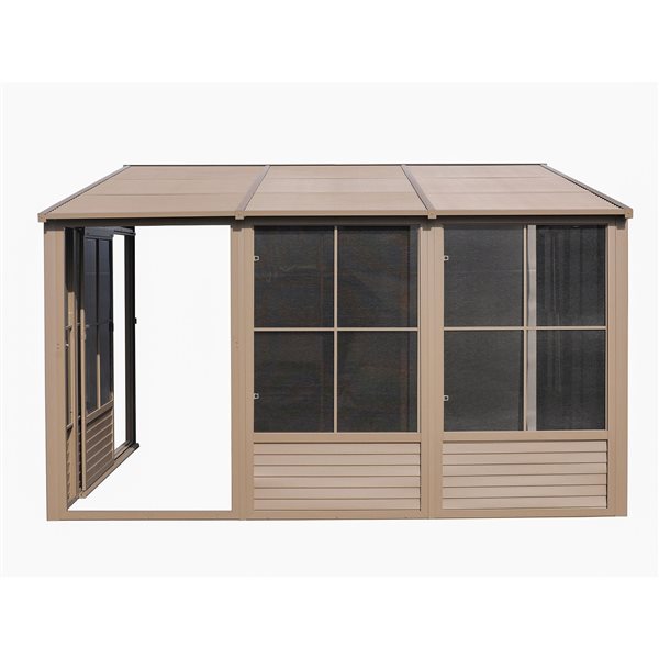 Solarium permanent rectangulaire avec toit en métal Florence par Gazebo Penguin, acier, 8 pi x 16 pi, beige