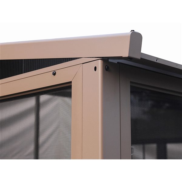 Solarium permanent rectangulaire avec toit en métal Florence par Gazebo Penguin, acier, 8 pi x 16 pi, beige