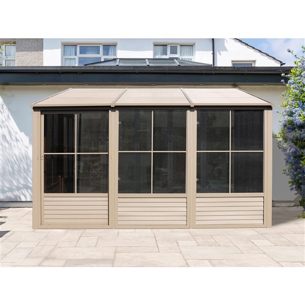 Solarium permanent rectangulaire avec toit en métal Florence par Gazebo Penguin, acier, 8 pi x 16 pi, beige