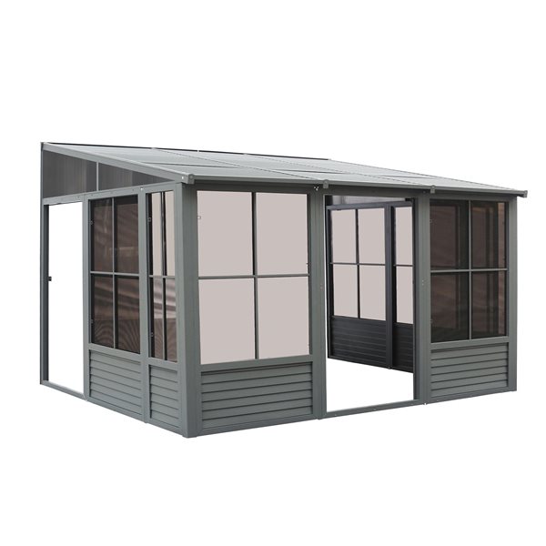 Gazebo Penguin Florence Permanent Rectangle Gazebo with Metal Roof - Steel - 8-ft x 16-ft - Grey