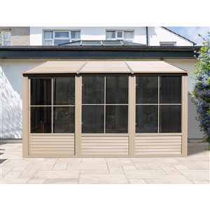 Gazebo permanent rectangulaire avec toit en métal Florence par Gazebo Penguin, acier, 8 pi x 12 pi, beige