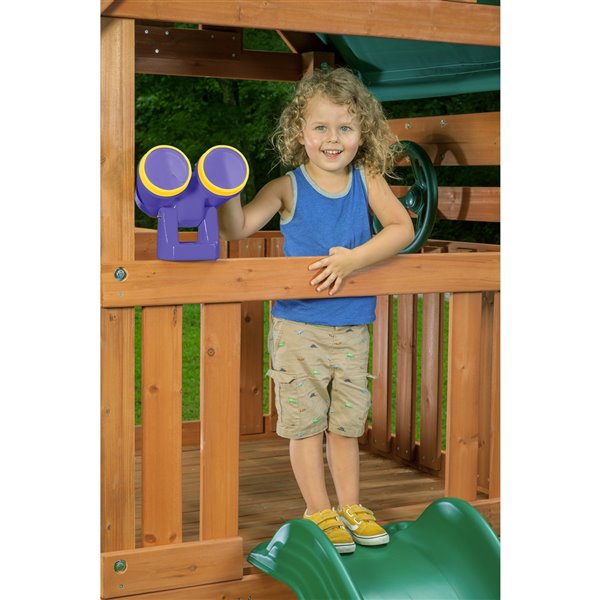 Creative Cedar Designs Mountain View Lodge Residential Play Set - Wooden Roof/Purple Accessories