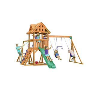 Creative Cedar Designs Mountain View Lodge Residential Play Set - Wooden Roof/Purple Accessories