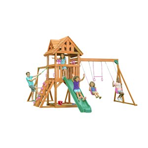 Creative Cedar Designs Mountain View Lodge Residential Play Set - Wooden Roof/Pink Accessories