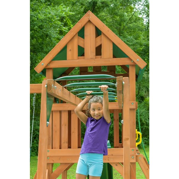 Creative Cedar Designs Mountain View Lodge Residential Play Set - Wooden Roof/Green Accessories