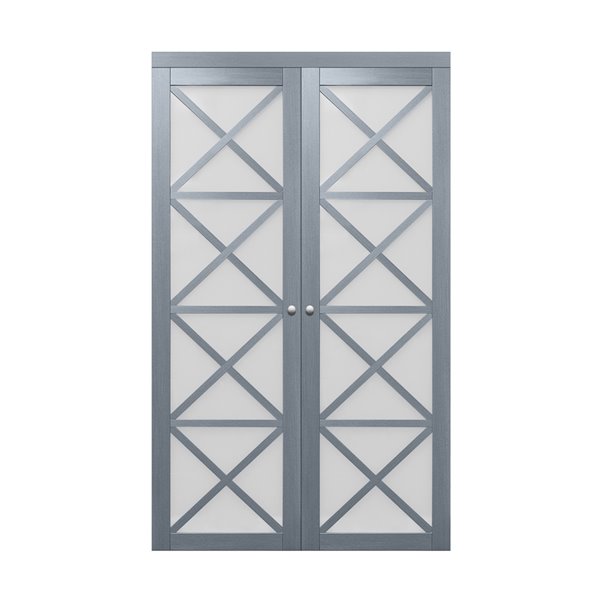 Renin Crochet Pivot Closet Door - 48-in x 80-in - Silver Oak