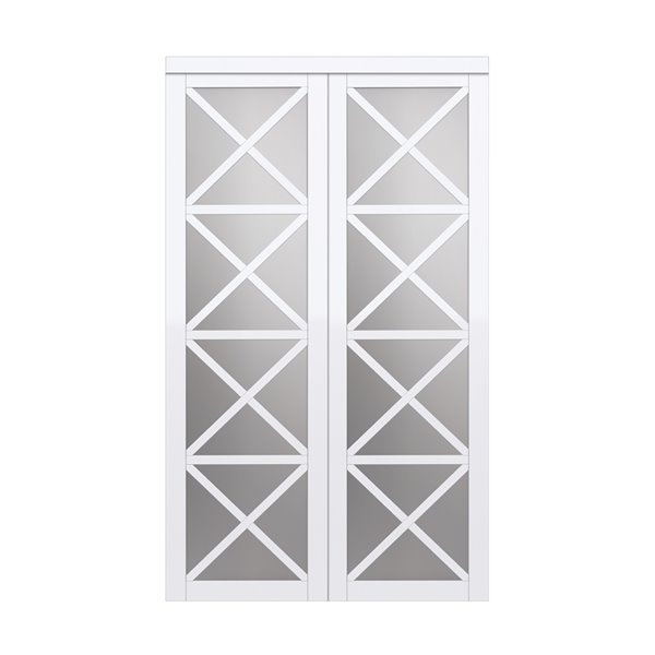 Porte coulissante d'intérieur Lace de Renin, 72 po x 80 po, blanc