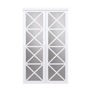 Porte coulissante d'intérieur Lace de Renin, 72 po x 80 po, blanc