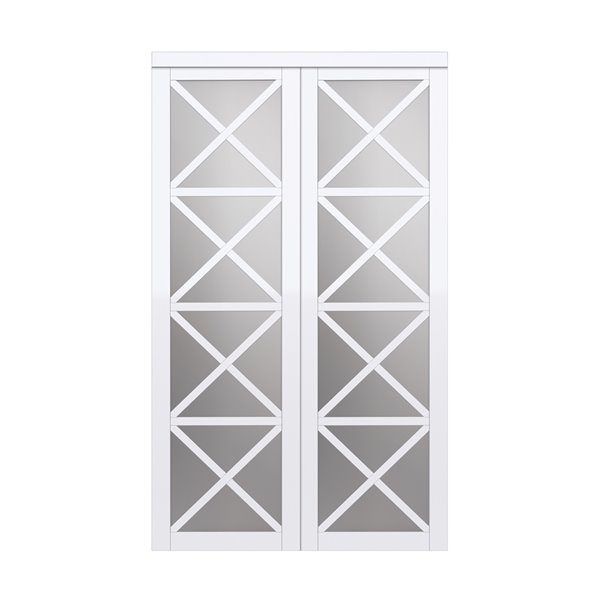 Renin Lace 48-in x 80-in Bright White MDF Sliding Closet Door