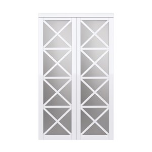 Renin Lace 48-in x 80-in Bright White MDF Sliding Closet Door