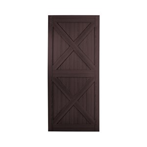 Renin Double X- Design Rustic Pre-Drilled Barn Door - 42-in x 84-in - Espresso