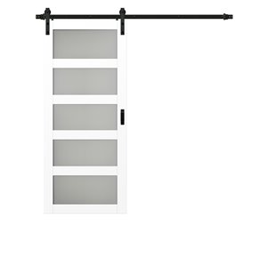 Renin 36-in x 84-in White MDF Rustic Barn Door