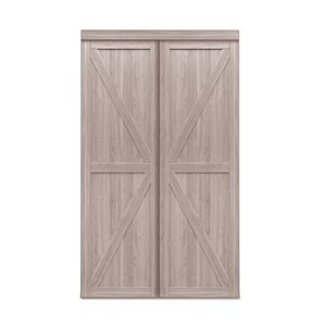 Porte coulissante d’intérieur Trident de Renin 48 po x 80 po en MDF couleur chêne argenté