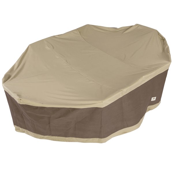 Duck Covers Elegant Rectangular/Oval Patio Table and Chair Cover - Polyester - 140-in - Swiss Coffee