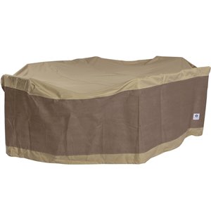 Duck Covers Elegant Rectangular/Oval Patio Table and Chair Cover - Polyester - 140-in - Swiss Coffee