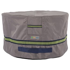 Duck Covers Soteria Round Patio Ottoman/Table Cover - Polyester - 32-in - Grey