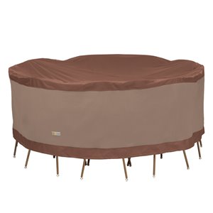 Duck Covers Ultimate Round Table and Chair Set Cover - Polyester - 96-in - Mocha Cappuccino