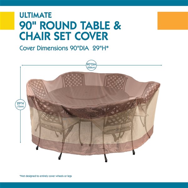 Duck Covers Ultimate Round Patio Table and Chair Cover - Polyester - 90-in - Mocha Cappuccino