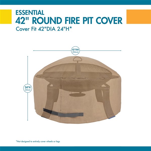 Duck Covers Essential Round Fire Pit Cover 42in Latte Brown