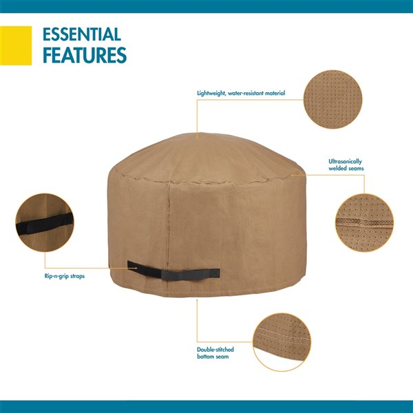 Duck Covers Essential Round Fire Pit Cover 42in Latte Brown