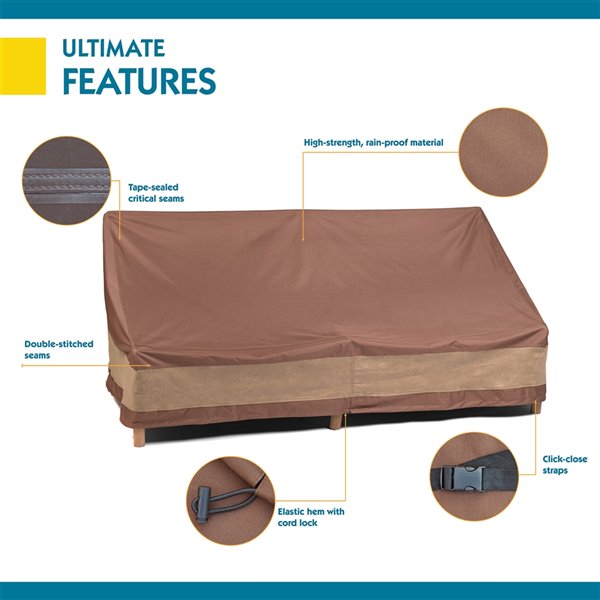 Duck Covers Ultimate Patio Loveseat Cover - Polyester - 70-in - Mocha Cappuccino