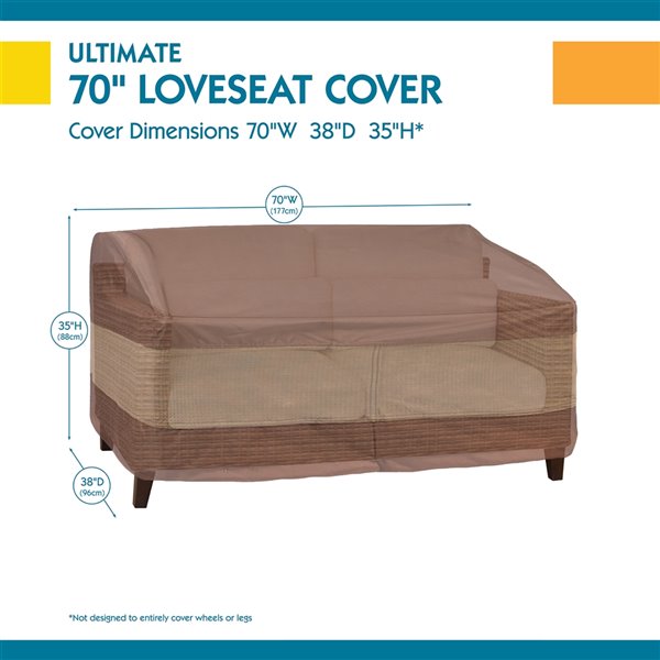 Duck Covers Ultimate Patio Loveseat Cover - Polyester - 70-in - Mocha Cappuccino