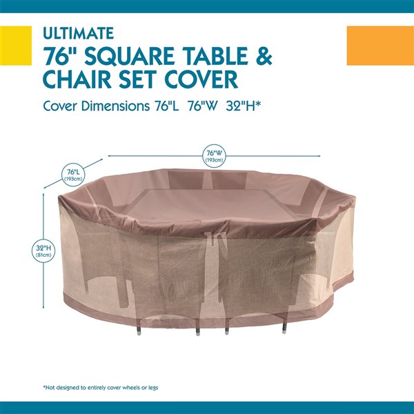 Duck Covers Ultimate Square Patio Table and Chair Set Cover - Polyester - 76-in - Mocha Cappuccino