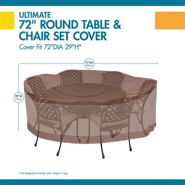 Duck Covers Ultimate Round Table And Chair Set Cover Polyester 72 In Mocha Cappuccino Utr7229 Rona Duck Covers Ultimate Round Table And, How Many Chairs Can Fit Around A 72 Round Table