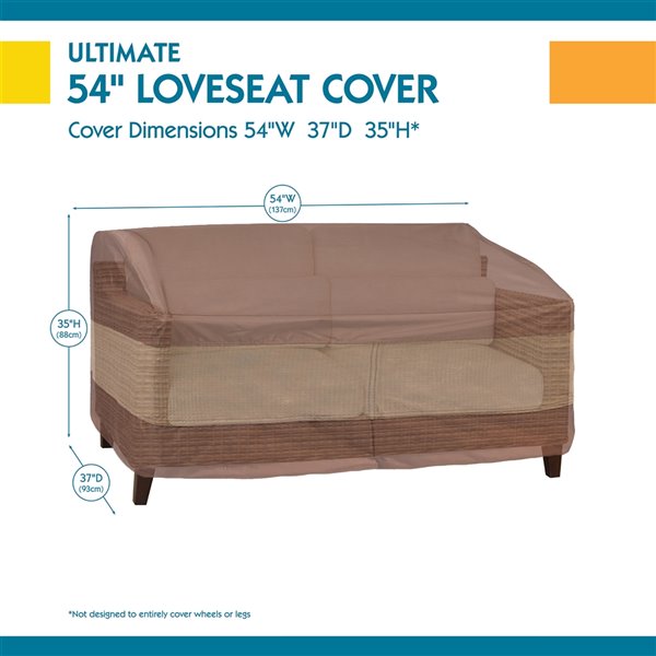 Duck Covers Ultimate Patio Loveseat Cover - Polyester - 54-in - Mocha Cappuccino