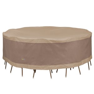 Duck Covers Elegant Round Table and Chair Set Cover - Polyester - 96-in - Swiss Coffee