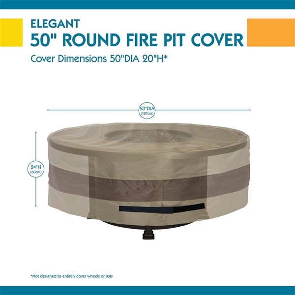 Duck Covers Elegant Round Fire Pit Cover - 50-in - Swiss Coffee