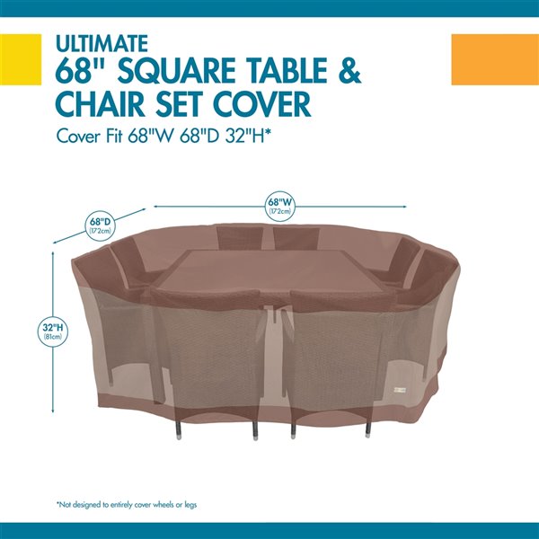 Duck Covers Ultimate Square Table and Chair Set Cover - Polyester - 68-in - Mocha Cappuccino