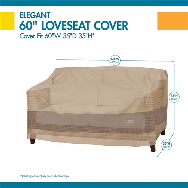 Duck Covers Elegant Loveseat Cover - Polyester - 60-in - Swiss Coffee