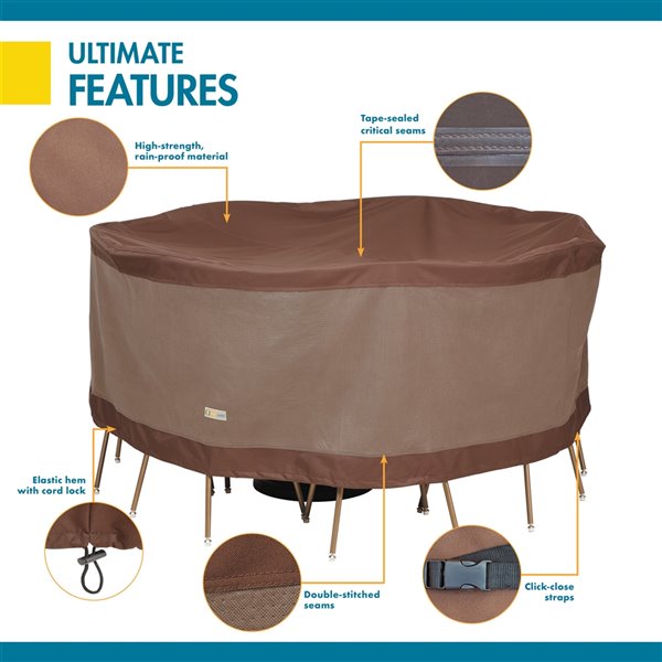 Duck Covers Ultimate Round Table and Chair Set Cover - Polyester - 62-in - Mocha Cappuccino