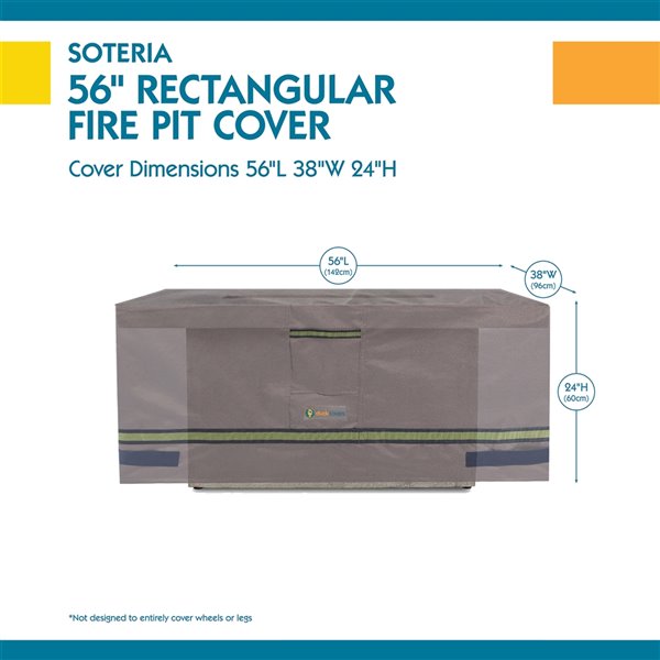 Duck Covers Soteria Rain Proof Rectangular Fire Pit Cover 56in