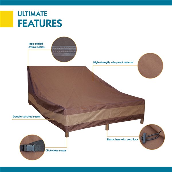 Duck Covers Ultimate Patio Chaise Lounge Cover - Double Wide - Polyester - 57-in - Mocha Cappuccino