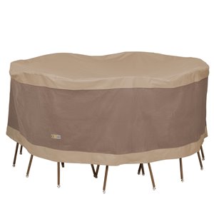 Duck Covers Elegant Round Table and Chair Set Cover - Polyester - 72-in - Swiss Coffee