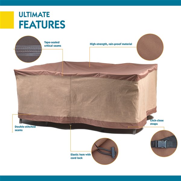 Duck Covers Ultimate 92-in Square Polyester Patio Table Set Cover - Mocha Cappuccino