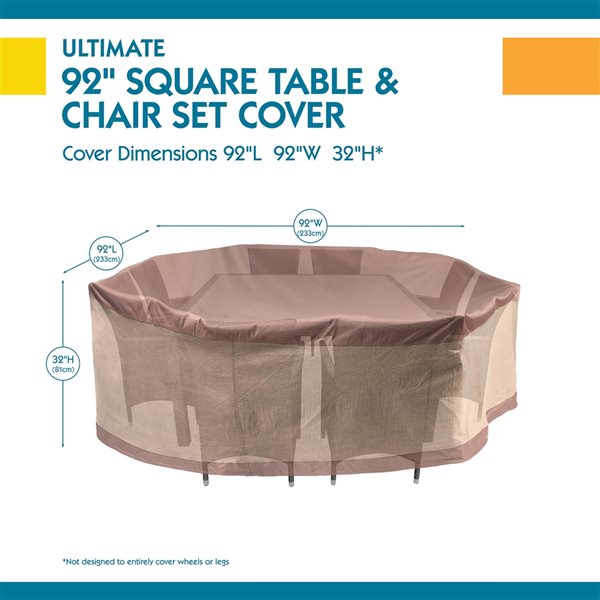 Duck Covers Ultimate 92-in Square Polyester Patio Table Set Cover - Mocha Cappuccino