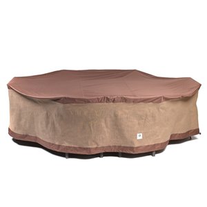 Duck Covers Ultimate Rectangular/Oval Patio Table and Chair Set Cover - Polyester - 84-in x 109-in - Mocha Cappuccino