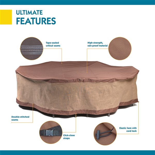 Duck Covers Ultimate Rectangular/Oval Patio Table Cover - Polyester - 80-in - Mocha Cappuccino