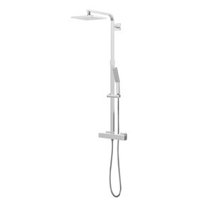 Belanger Chrome Shower Faucet with Fixed Shower Head and Slide Bar Mounted Hand